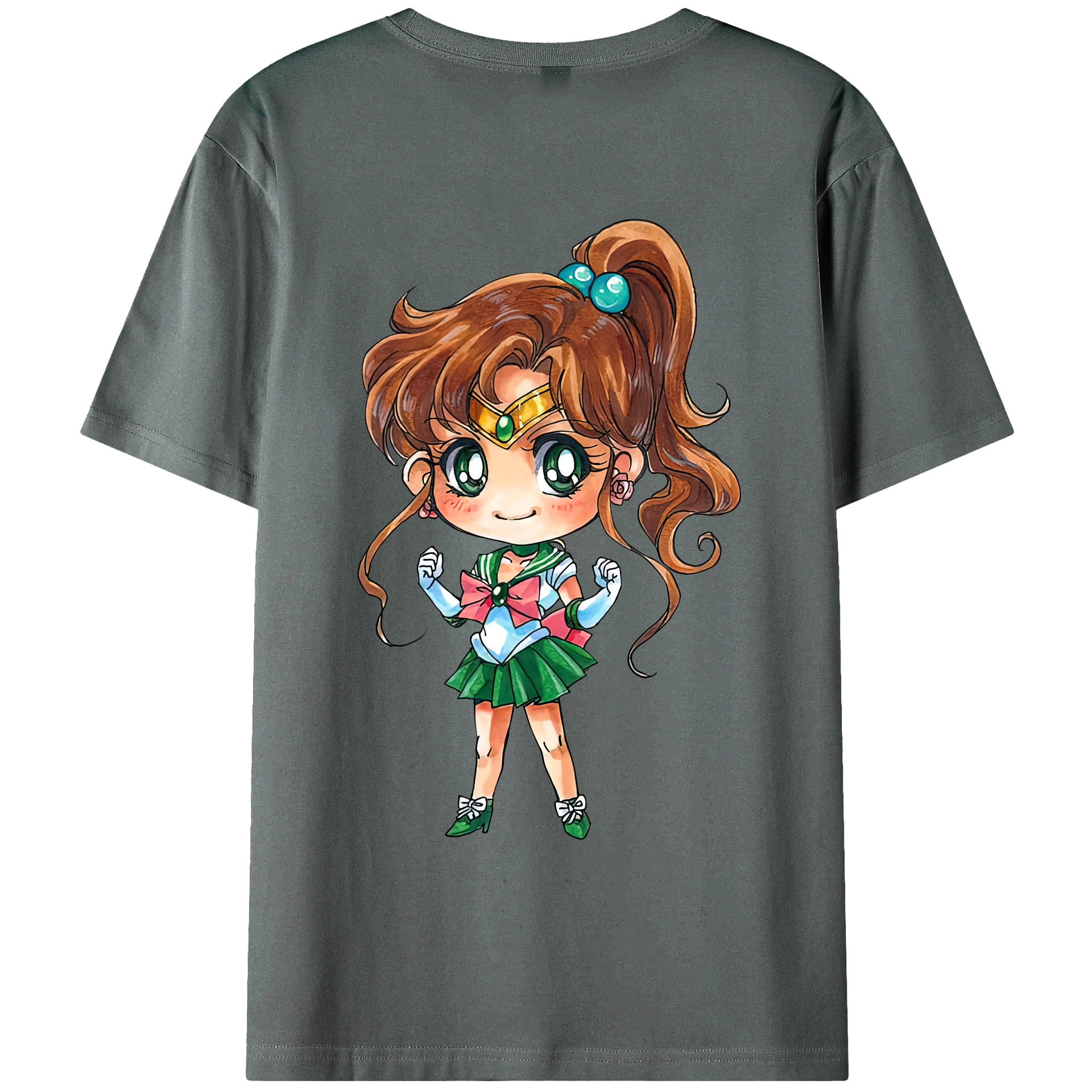 （画像用） 美少女戦士セーラームーン 木野 まこと きの まこと Sailor Moon Kino Makoto （セーラージュピター；Sailor Jupiter） 綿100％ メンズ半袖Tシャツ（バックプリント） 通気性